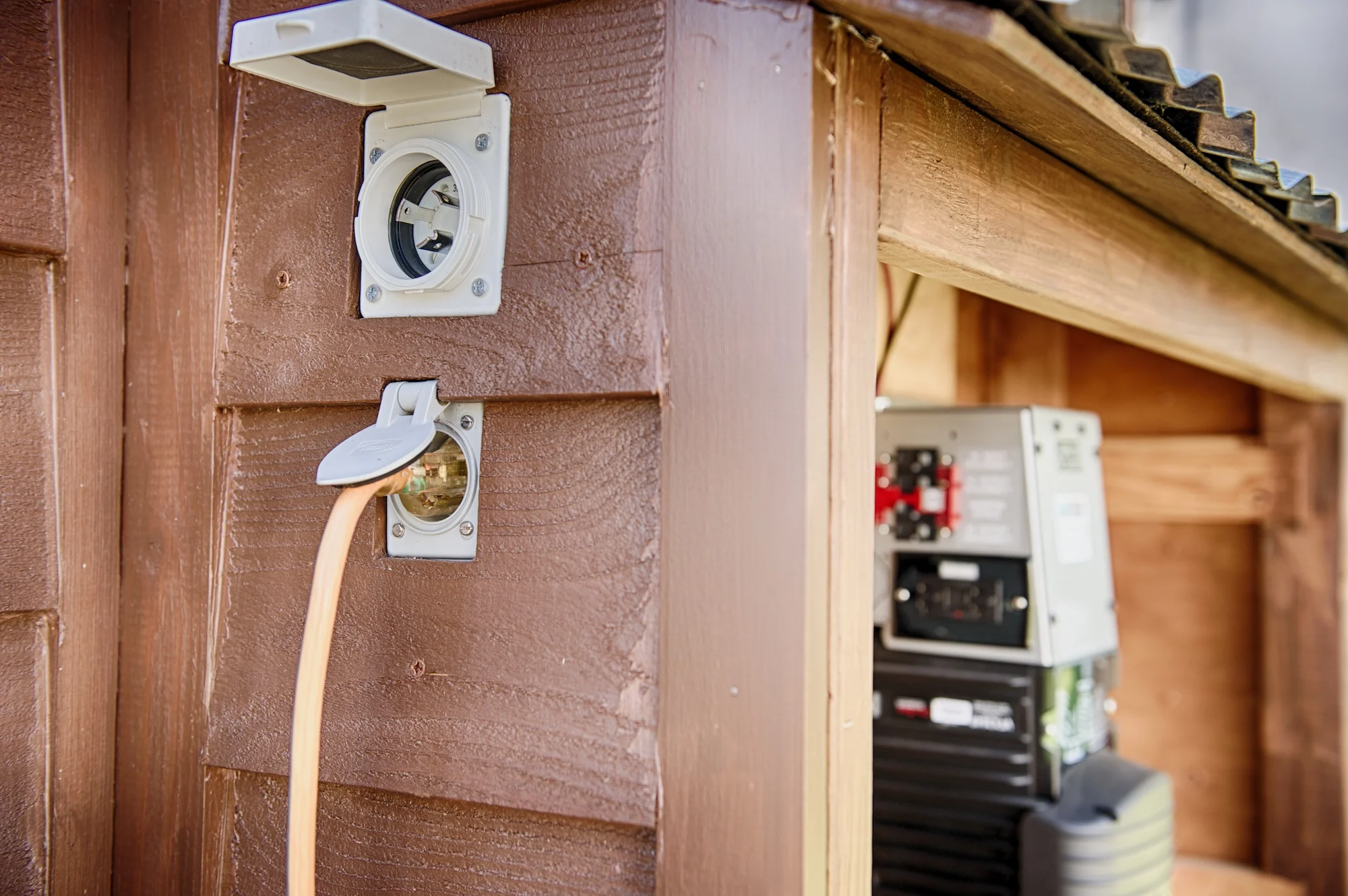 We can hook up to either a 15 Amp (standard extension cord) or 30 Amp (RV) hookup
