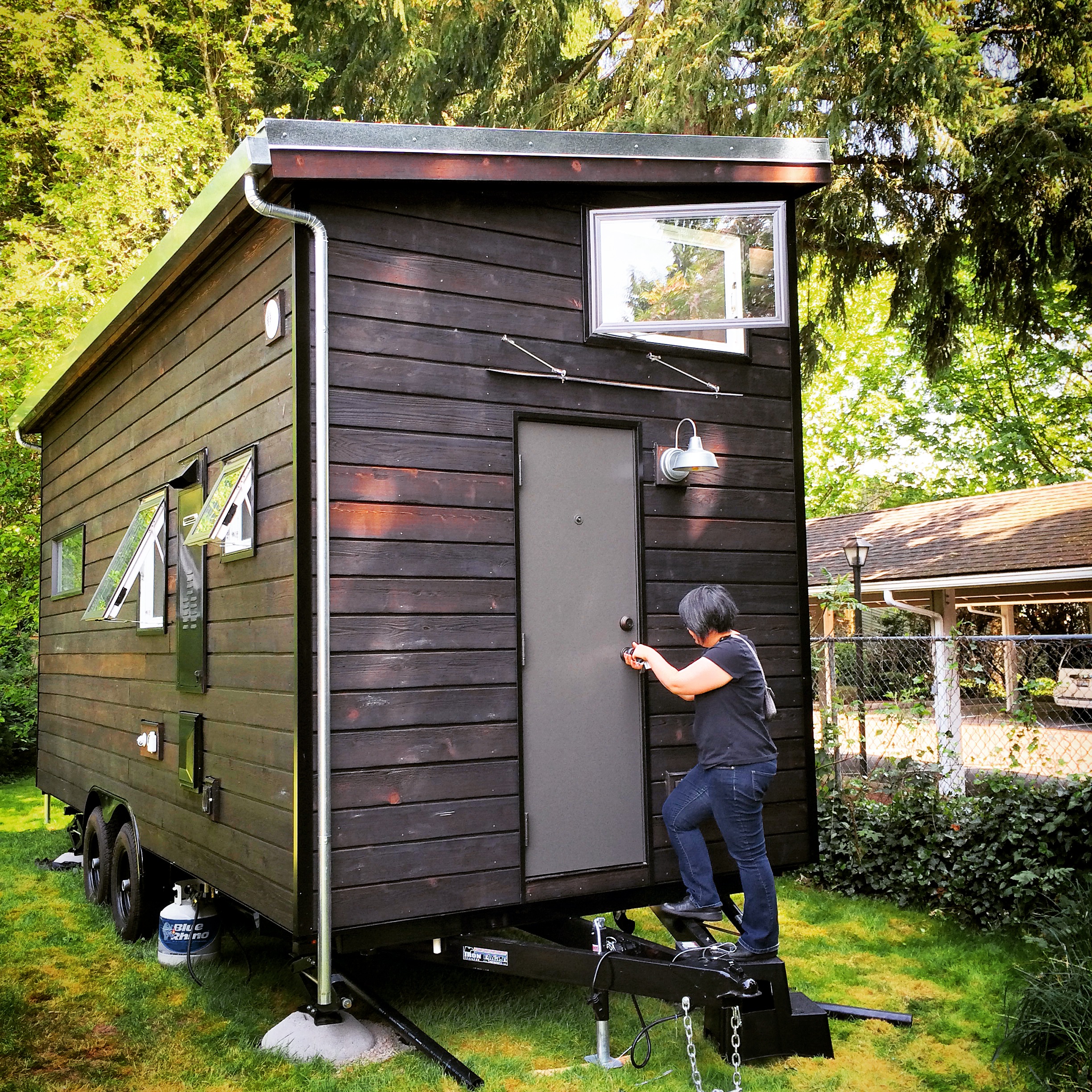 My girlfriend, Kat's Tiny House! She recently got delivery of her tiny house, through Shelterwise located in Portland, OR. I know you might want to see more, but she currently doesn't have a website to showcase her house and her story, but you can find more photos on my Instagram page.