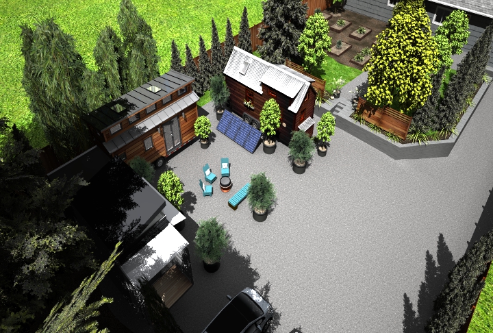 On the lower level will be the spot for the tiny houses, parking and hangout space.