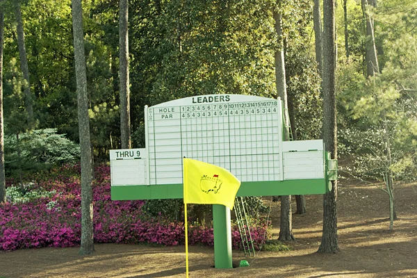 Masters 10th flag and scoreboard