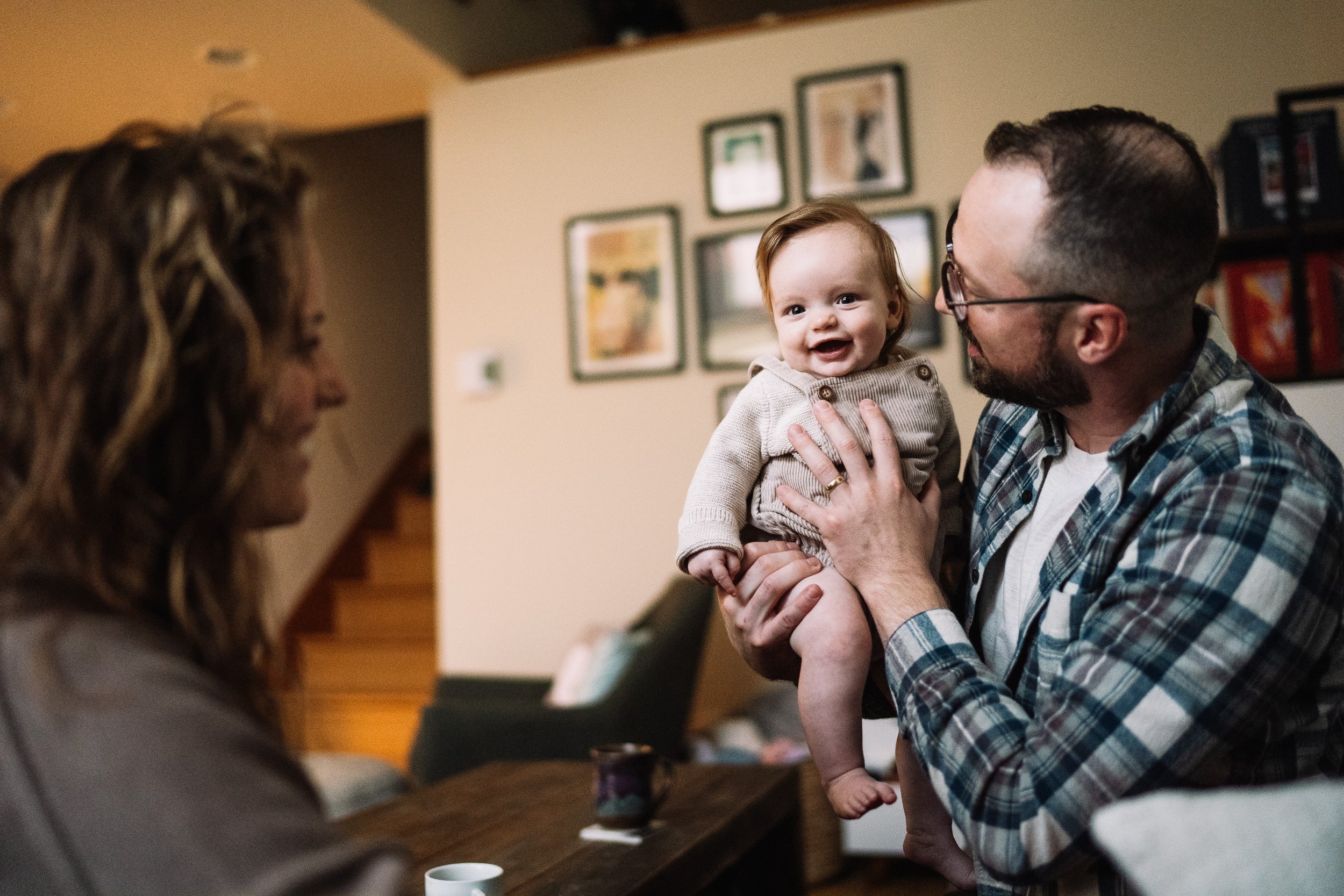 Seattle family photos taken at home with a documentary photography style