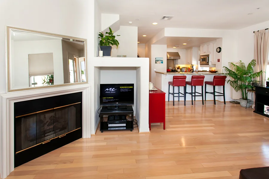 Alternate Living Room view with nook and Fireplace
