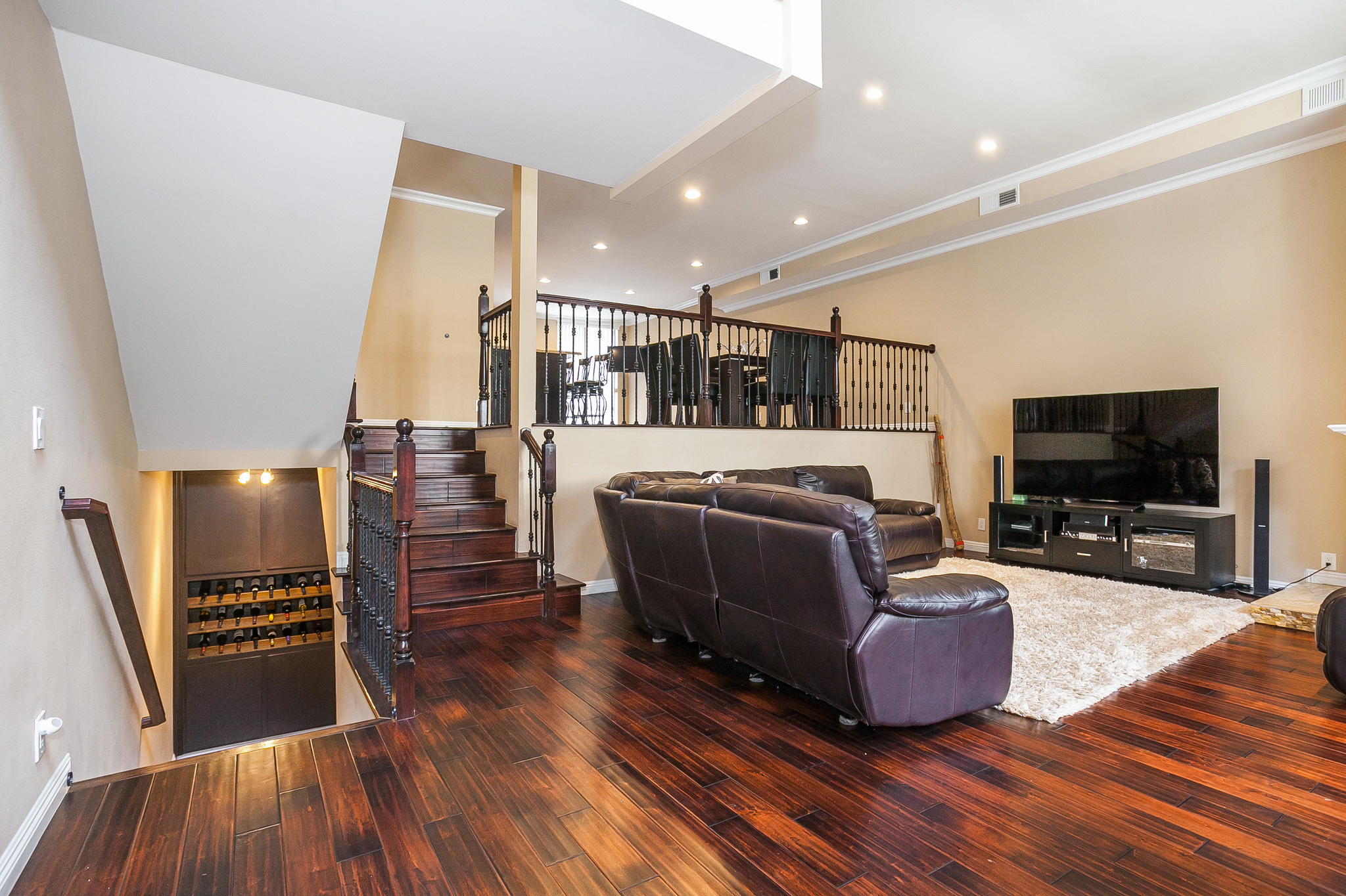 living room and wine rack