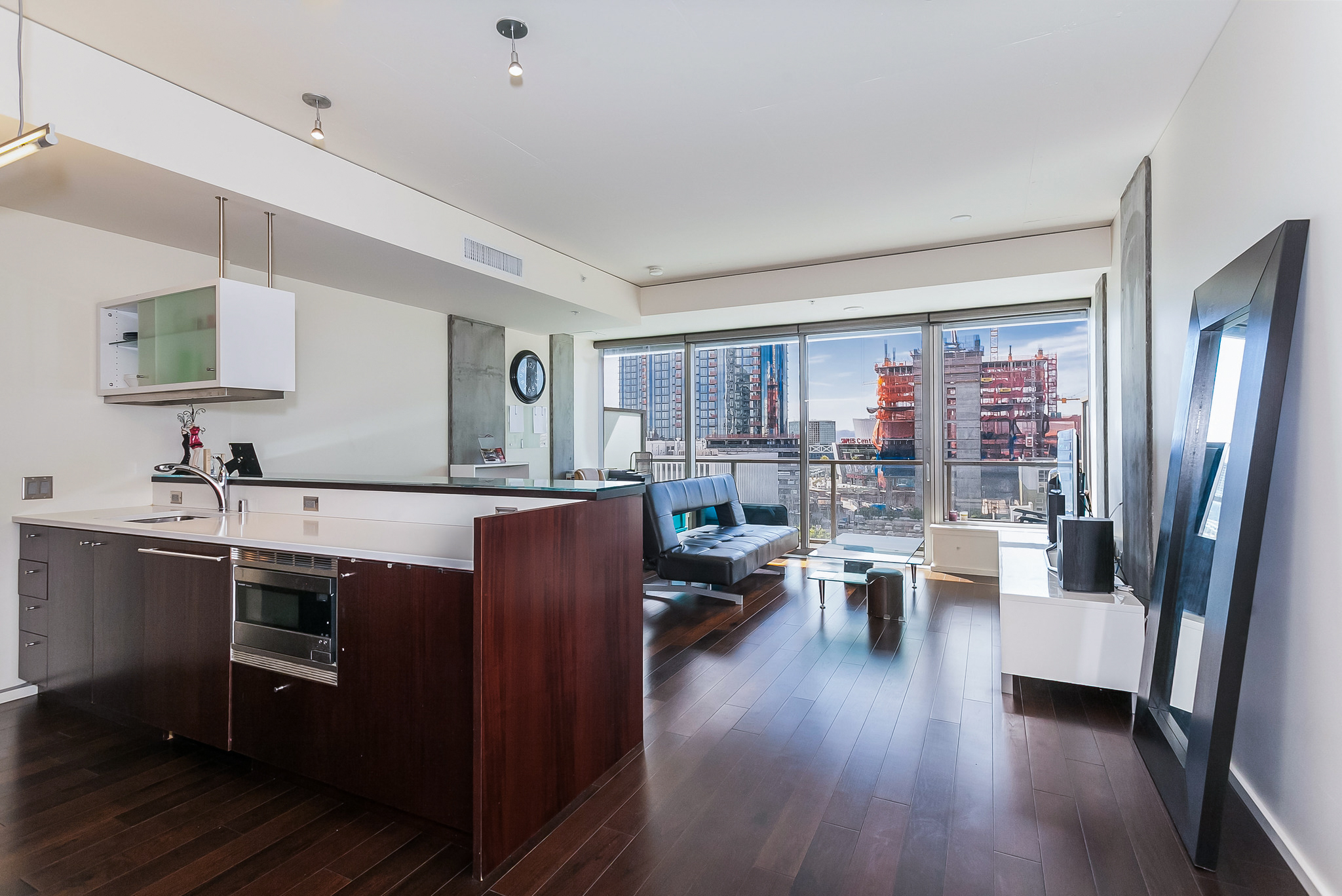 kitchen and living room