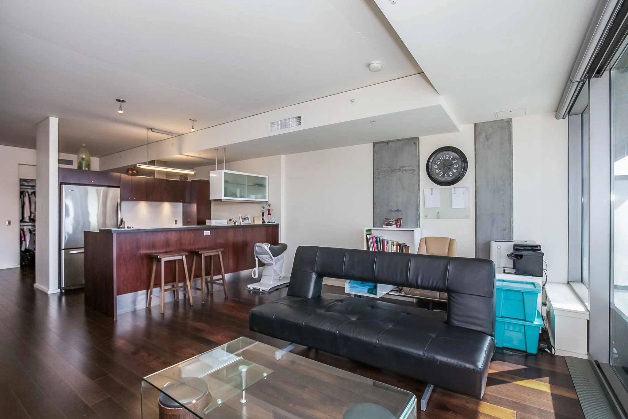 living room and office