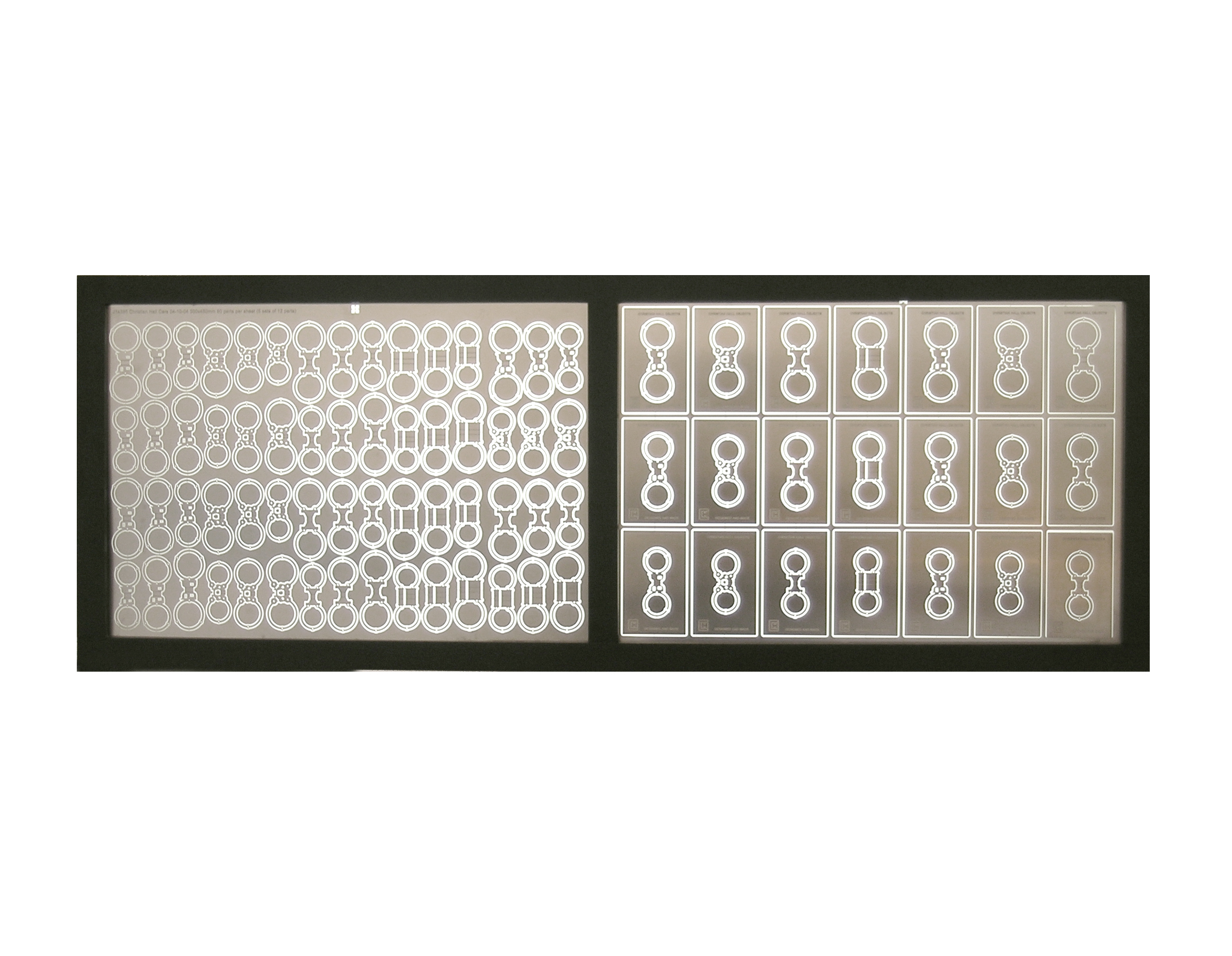   Thirty Seconds Faster  | 2005 | Light box displaying chemically milled parts | Stainless steel 