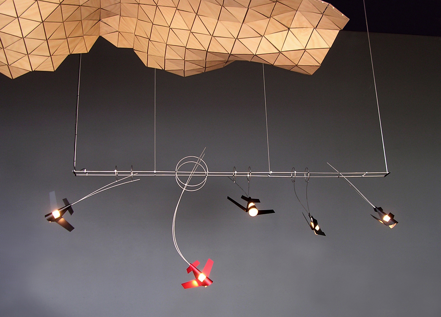 Event Surface | 2003 | Plywwood | 2M x 1.2M Aerial Light #1 | 2005 | Stainless Steel, Anodised Aluminium, Glass | 2M