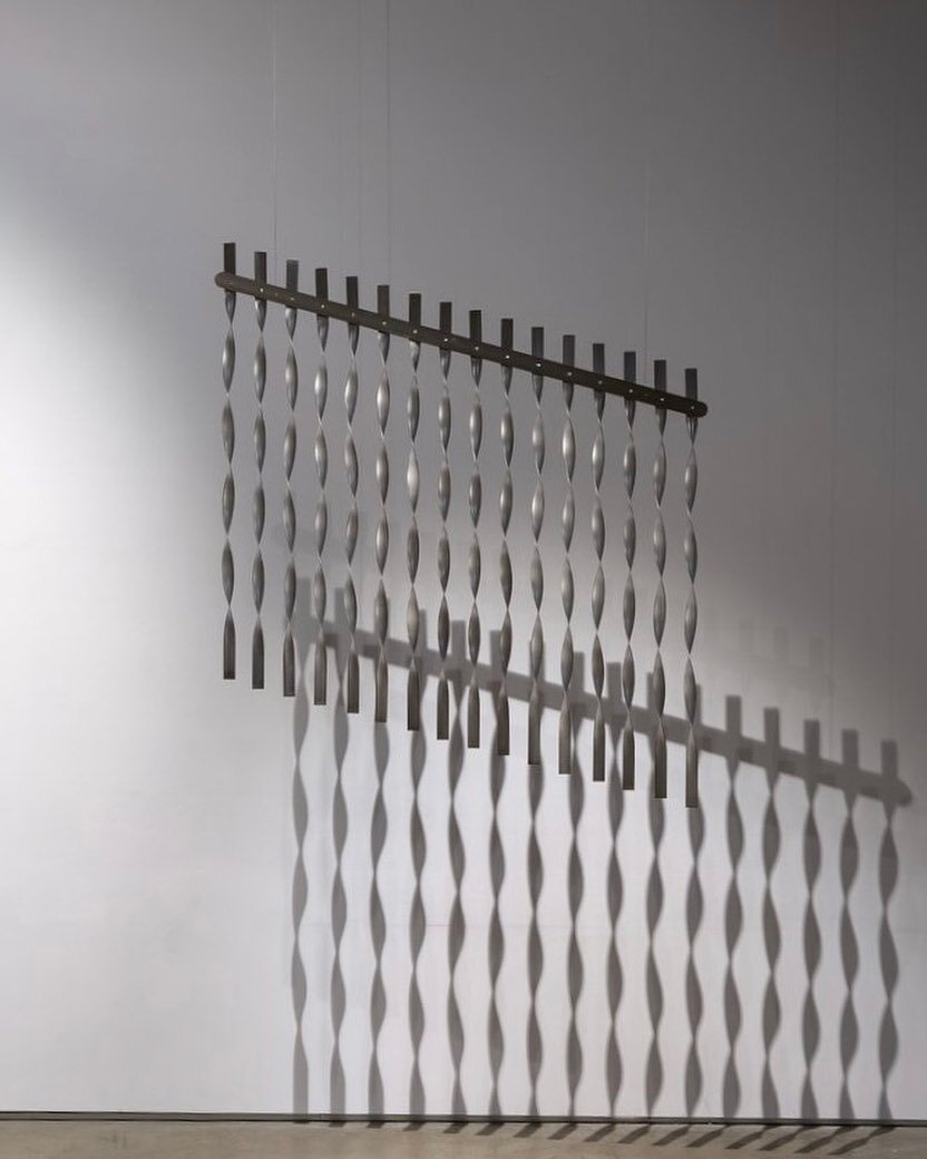 Christian Hall, Borders, 2023, stainless steel. 

Stainless steel, once a symbol of technological advancement has been succeeded in the era of ecological consciousness by self healing and environmentally responsive materials.  It&rsquo;s reflective s