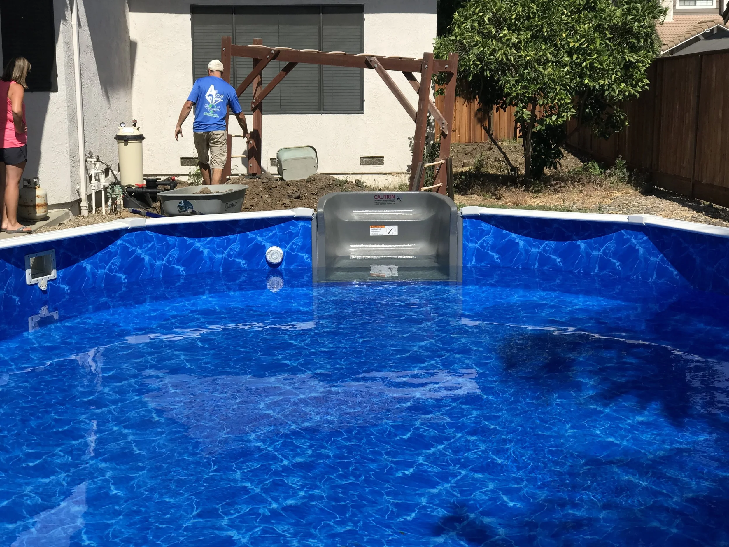 16x28 Doughboy Pool w/Instep Installation in Vacaville, CA — Above the