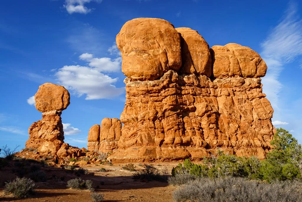 Balanced Rock and Entrada Sandstone Fin, Arches National Park, Moab, Utah