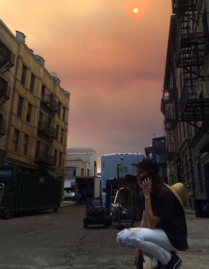 Smokey wildfire sunset on set @ Paramount Lot, Los Angeles July 2016