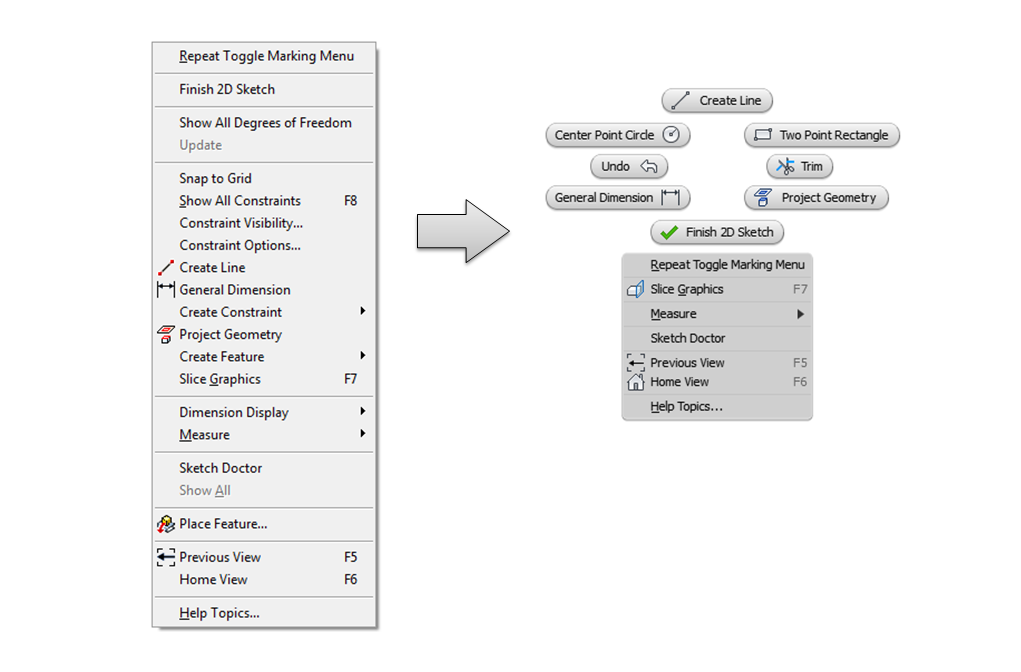Replace linear context menu to marking menu