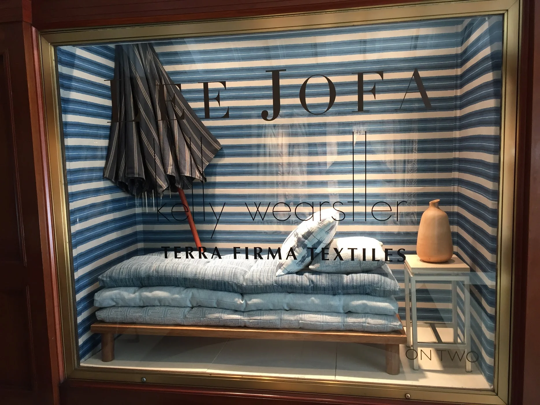  Kelly Wearstler Terra Firma window display. &nbsp;For this window, we wanted to highlight the indoor/outdoor nature of the collection.&nbsp; 