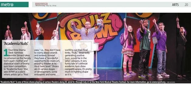 Academia Nuts is Metro New York's #1 pick at NYMF!