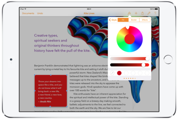 Apple’s Pages in iOS on an iPad