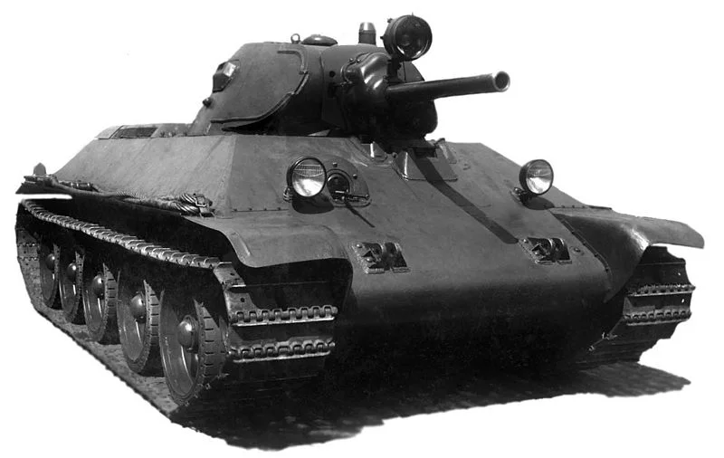 The T-34 model 1940, the first mass production model (http://www.tanks-encyclopedia.com/ww2/soviet/soviet_T34-76.php)