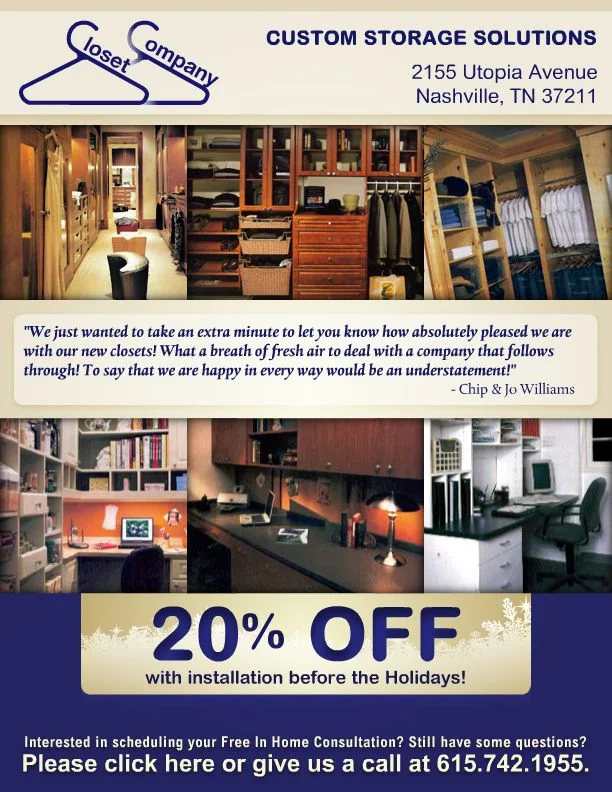 Closet Company email blast mockup