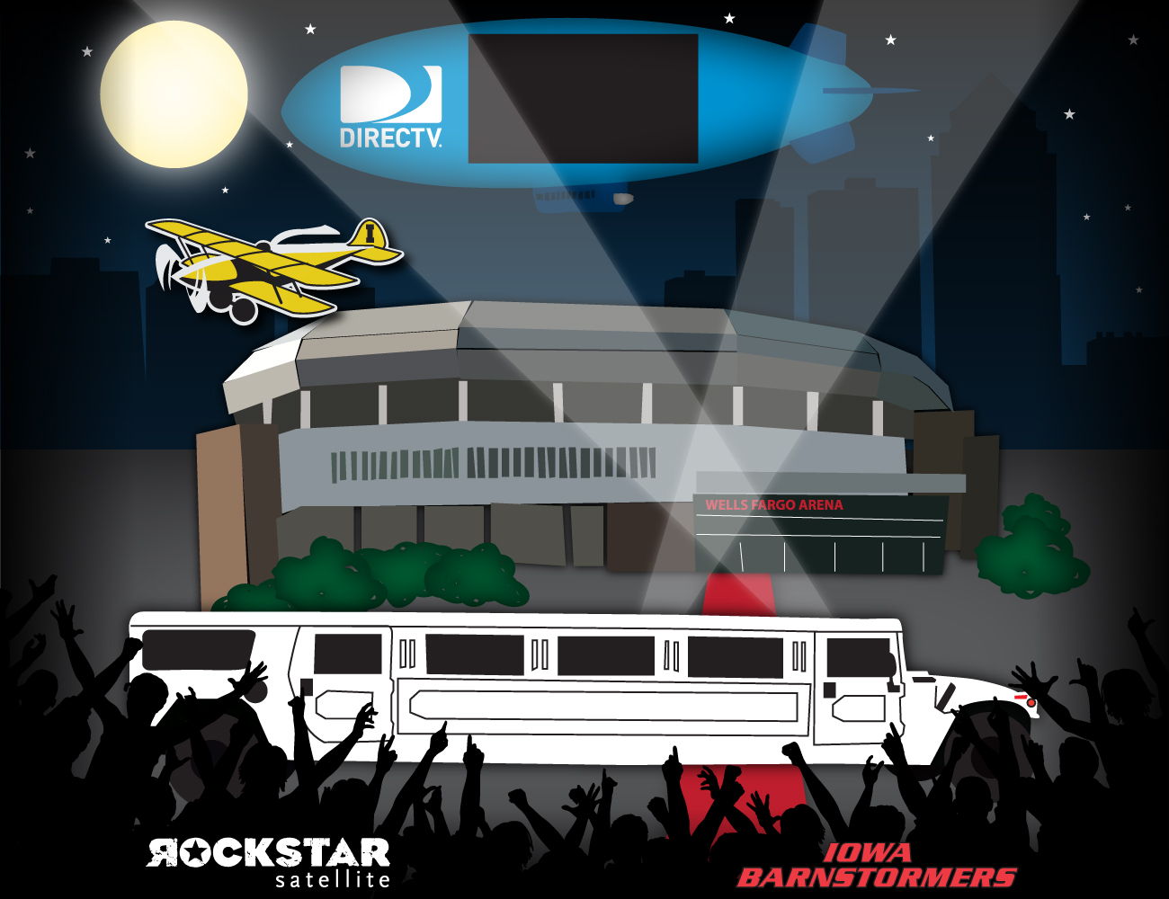 a vector illustration of the ROCKSTAR treatment at Iowa Barnstormer games