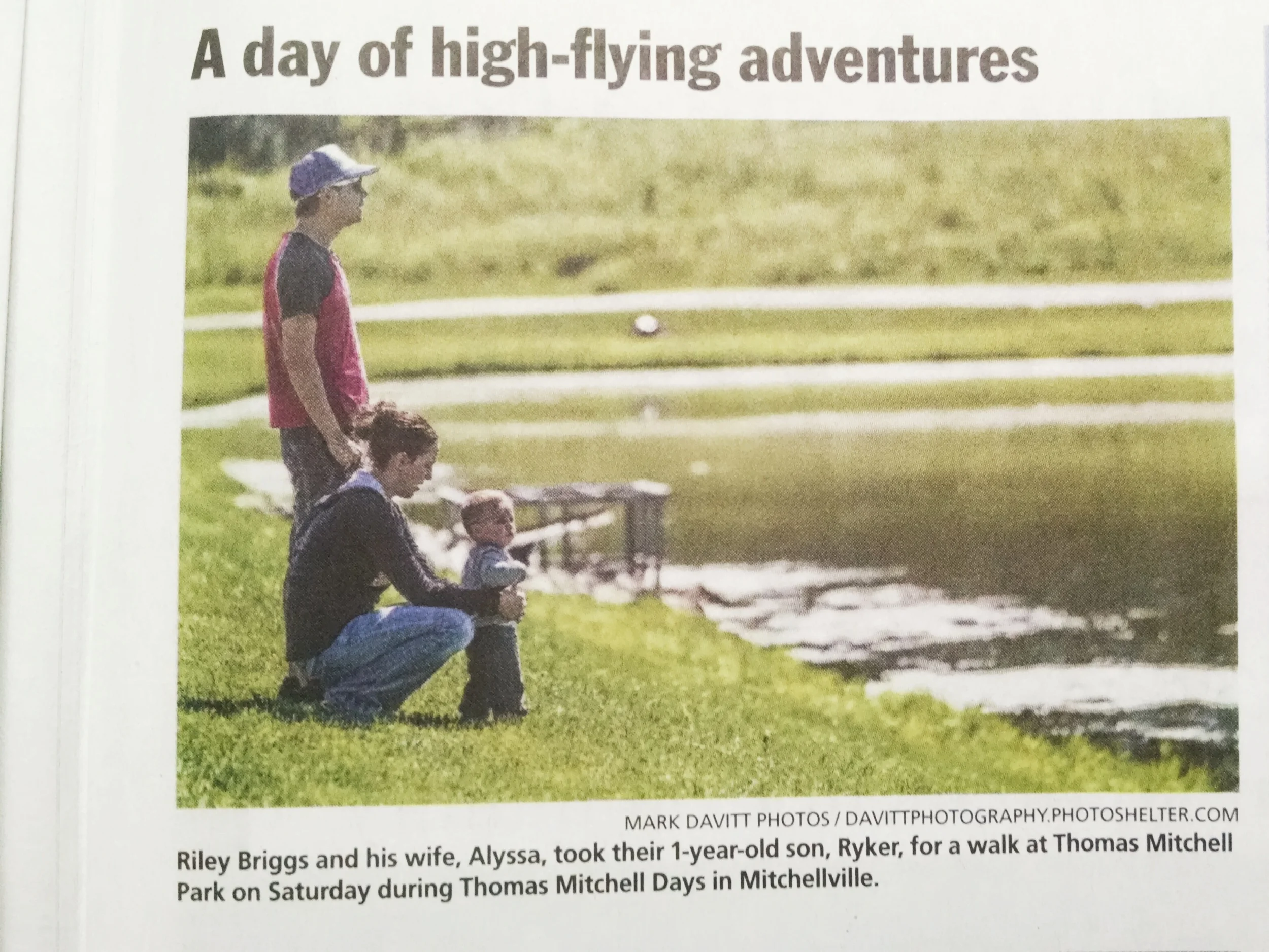 Riley Briggs and his wife, Alyssa, took their 1-year-old son, Ryker, for a walk at Thomas Mitchell Park on Saturday during Thomas Mitchell Days in Mitchellville.