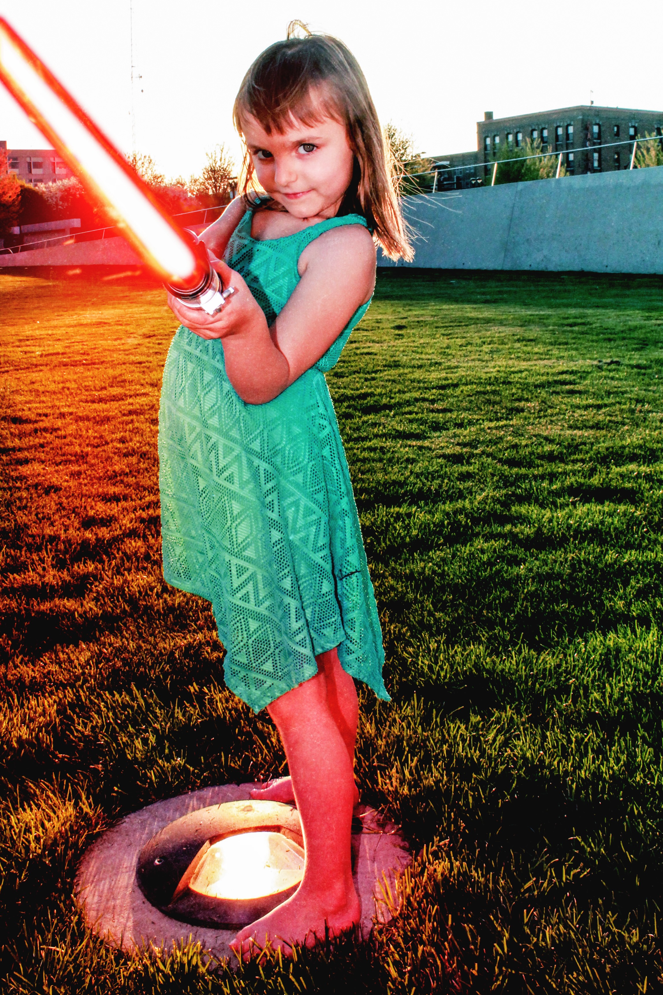 Raina with lightsaber