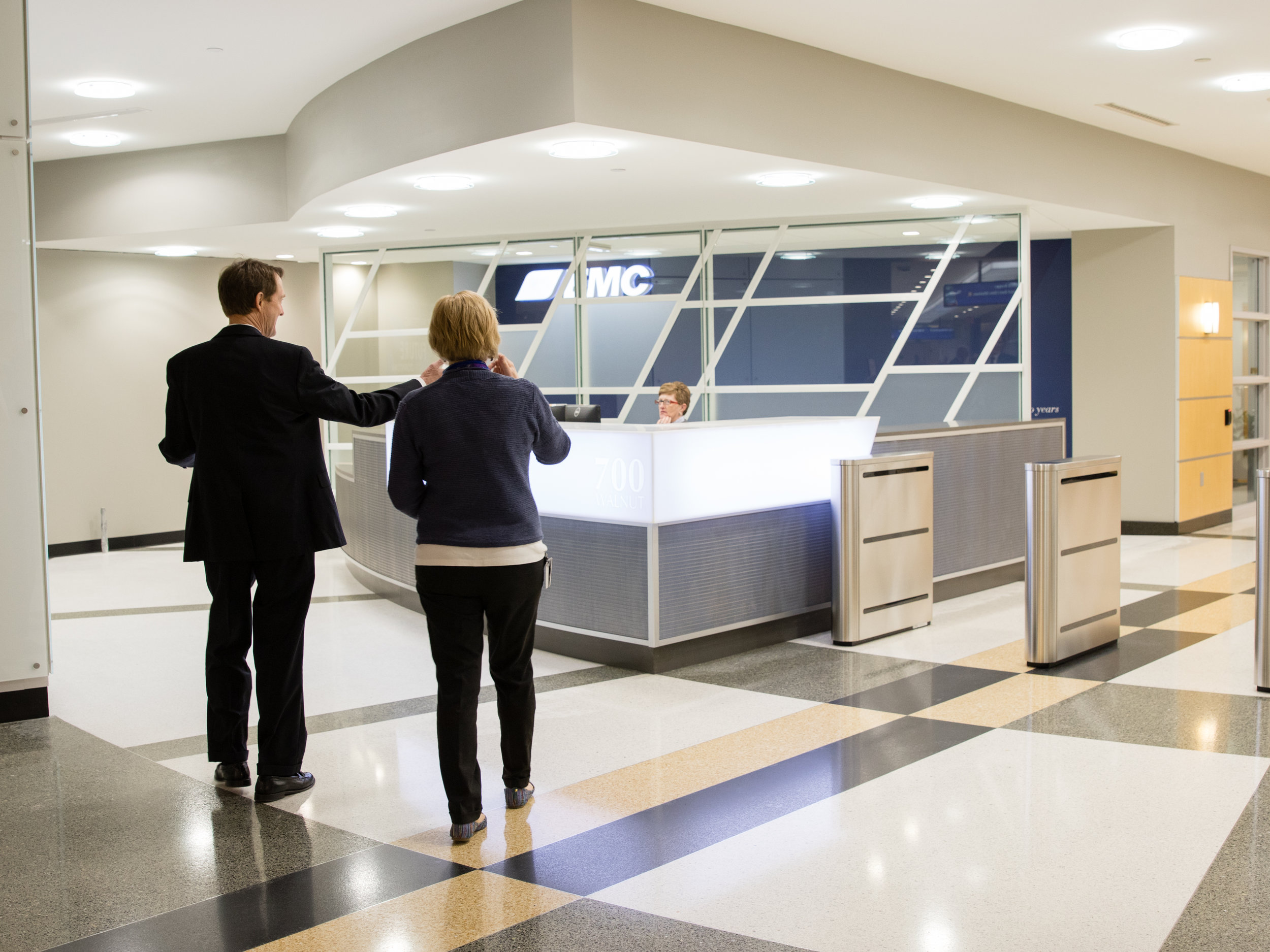 EMC's new skywalk reception area