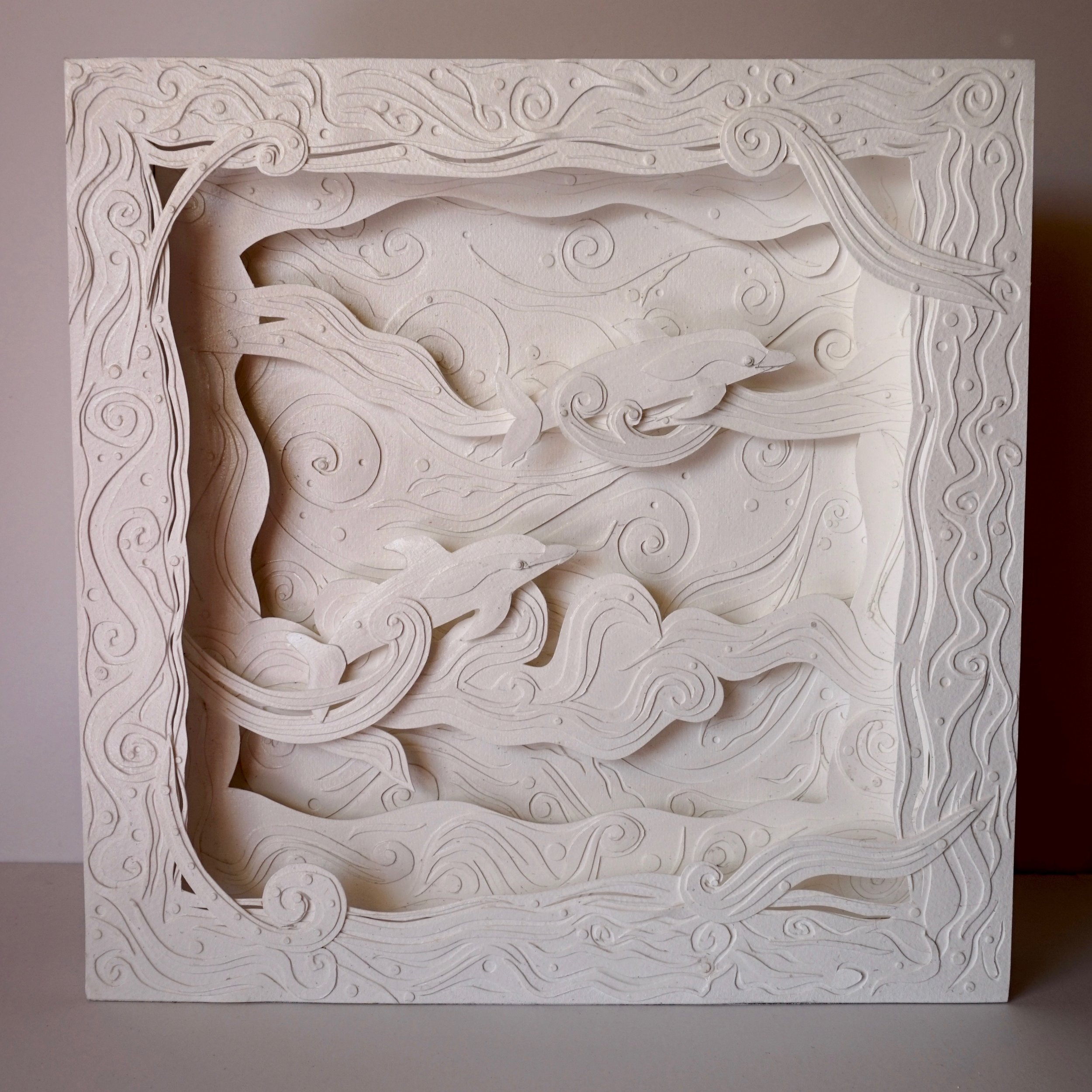 Ride the Wave paper sculpture in 12" x 12" box.