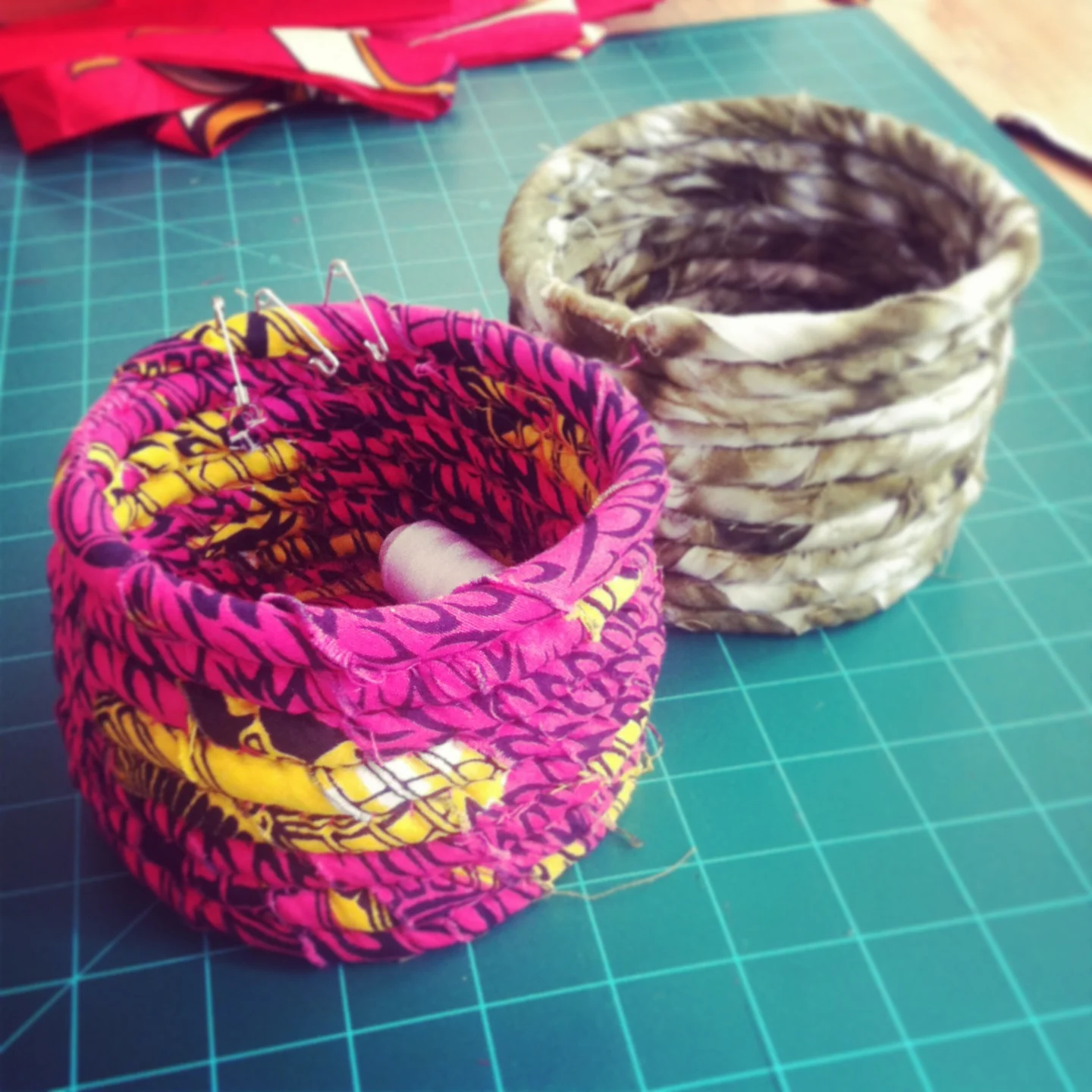 Fabric coil pots.