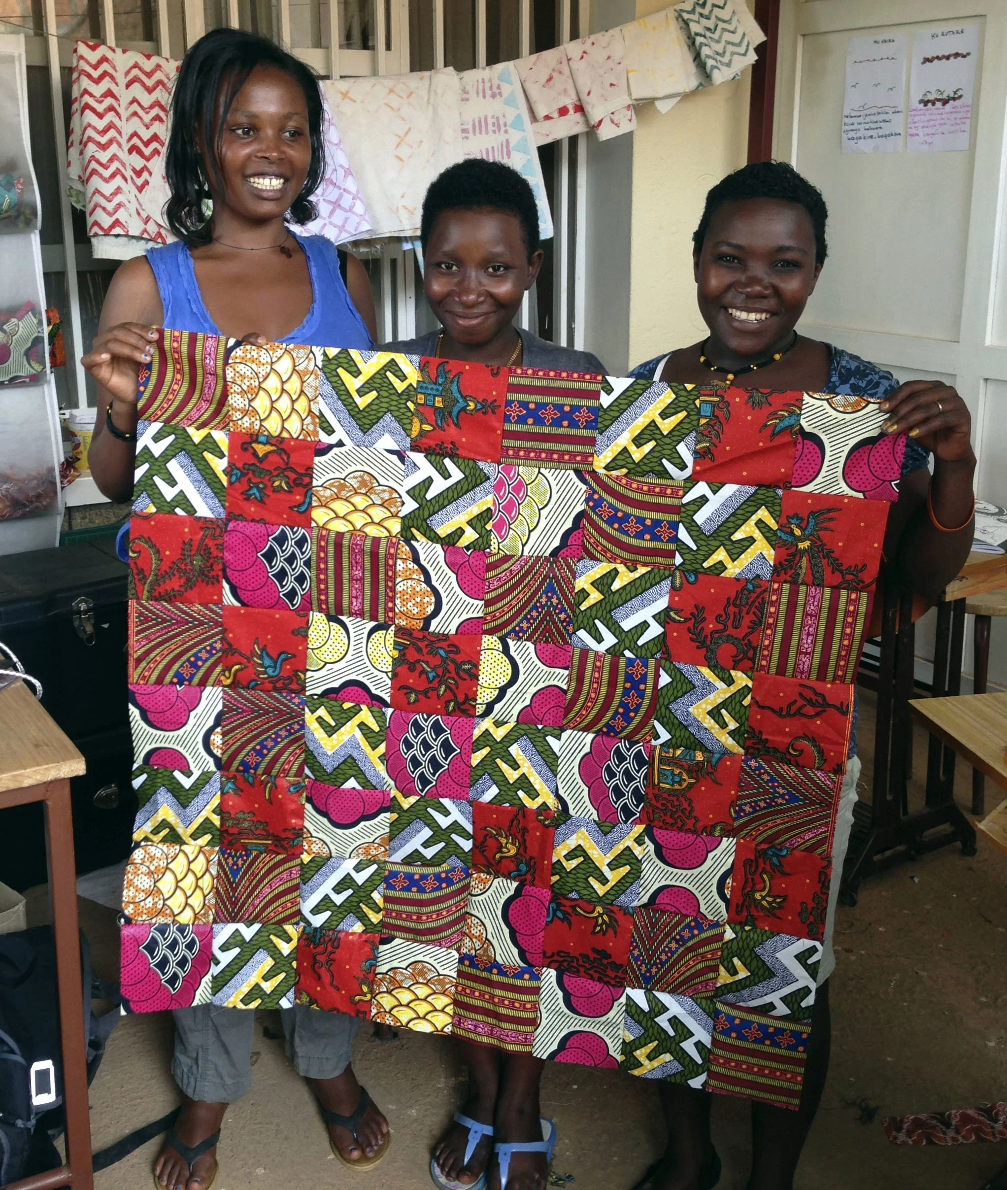 The first quilt-top that Cynthia, Therese, & Josiane completed.