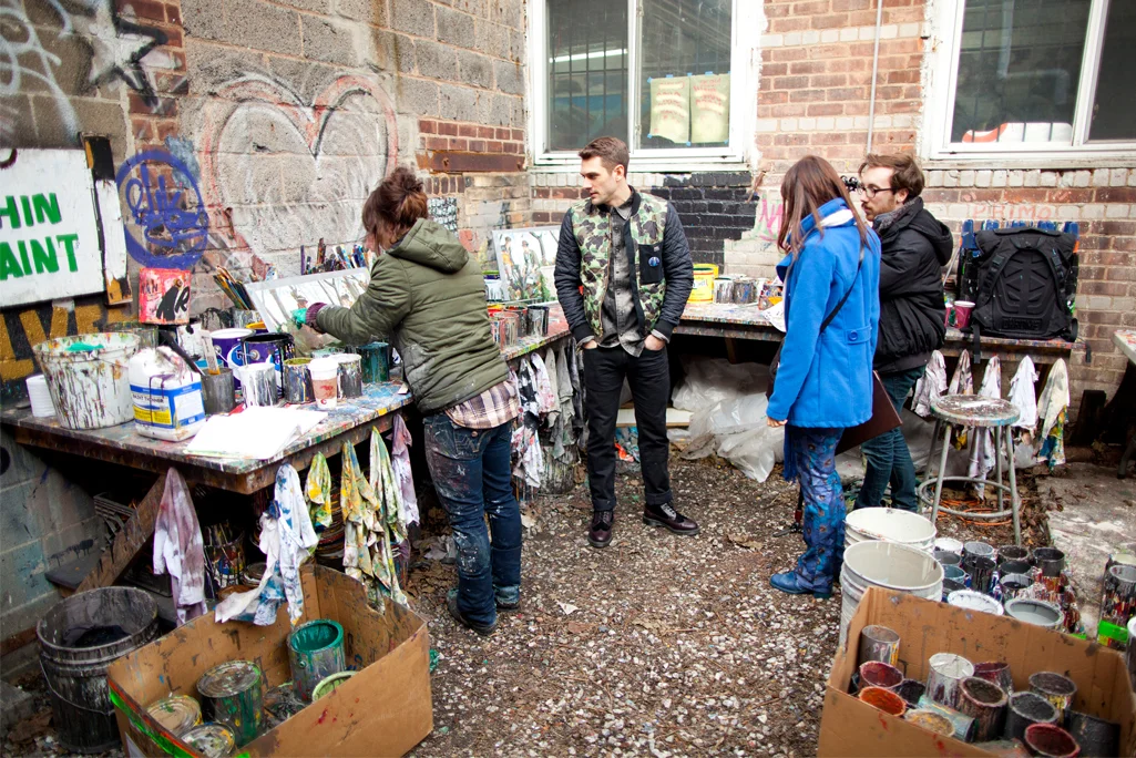 Jonathan in the studio with the team from Skyhigh Murals