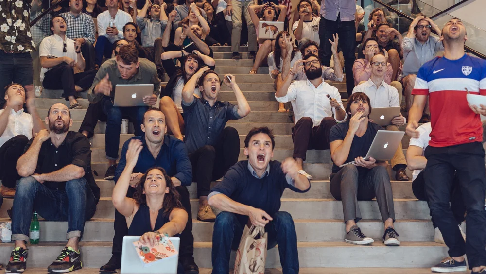 At the Droga5 office. Anyone want to guess what they're reacting to?