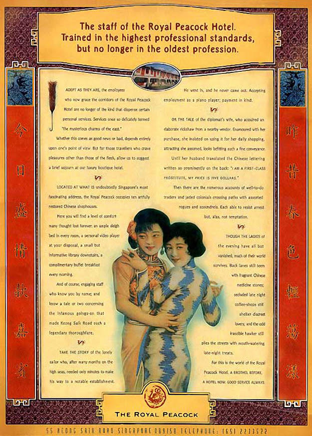 Ted's early work: An ad for Royal Peacock Hotel by Saatchi Singapore, 1997.