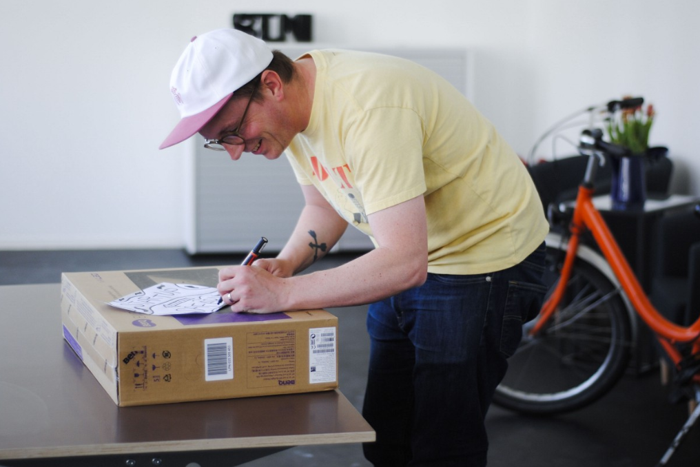 Jason at the Blinkist HQ in Berlin. Photo: Therese Sivertsson.