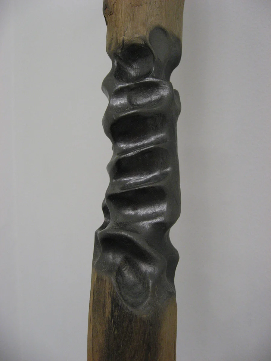Hard Age New Edge (stick twisted) detail wood, graphite, gunmetal polish 