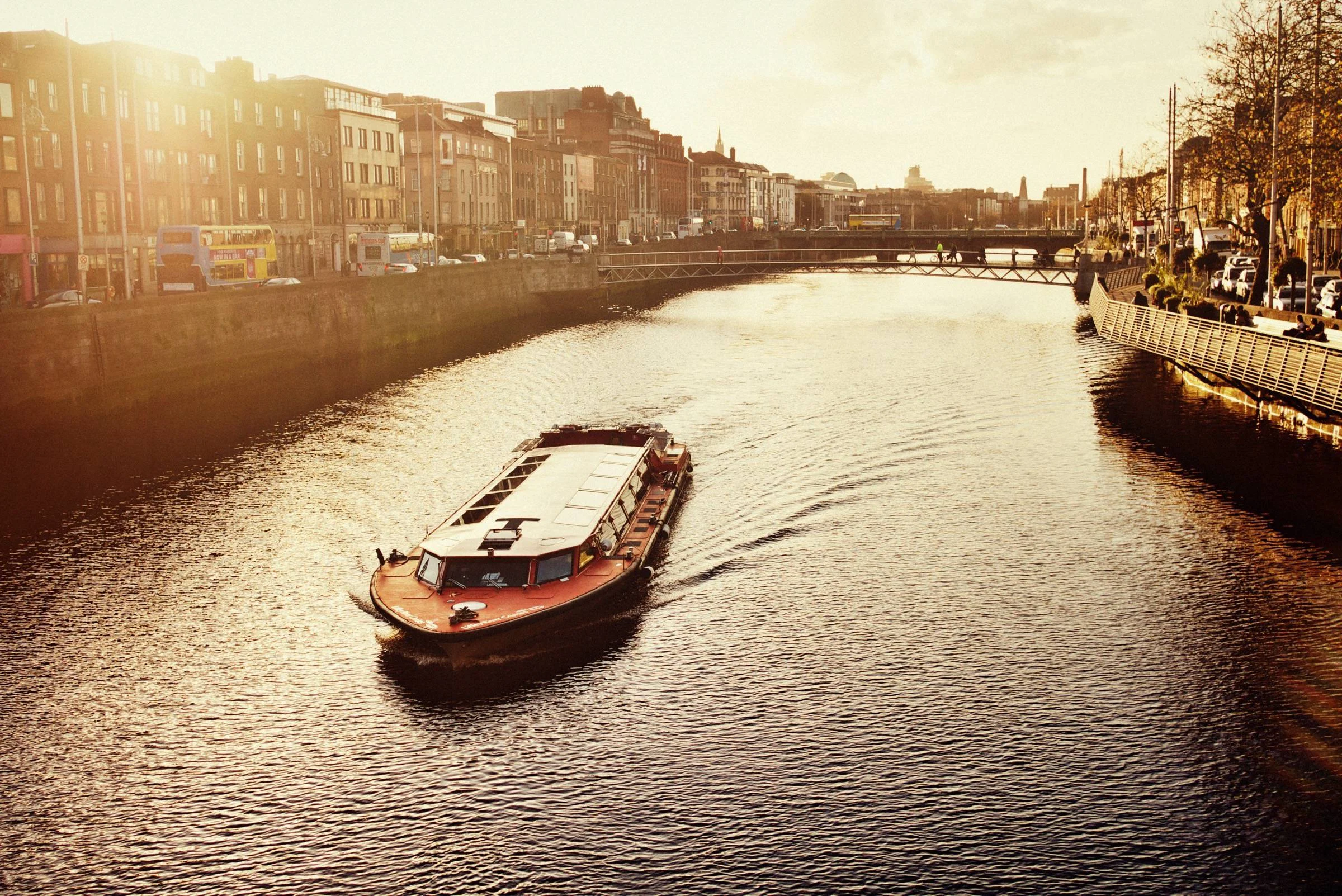 Tourist boat on the river Liffey