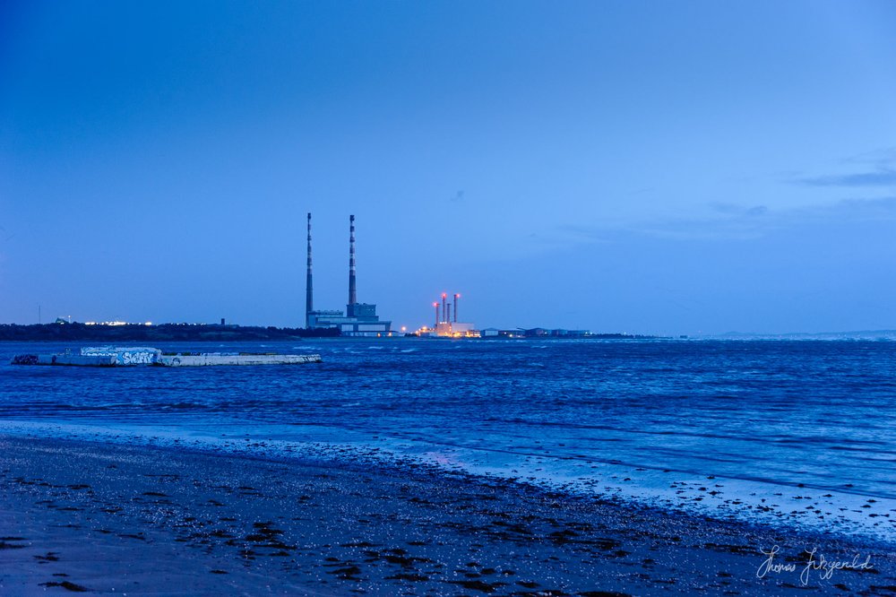  Poolbeg Powerstation at Sunrise on a stormy day. The first sunrise of 2022 