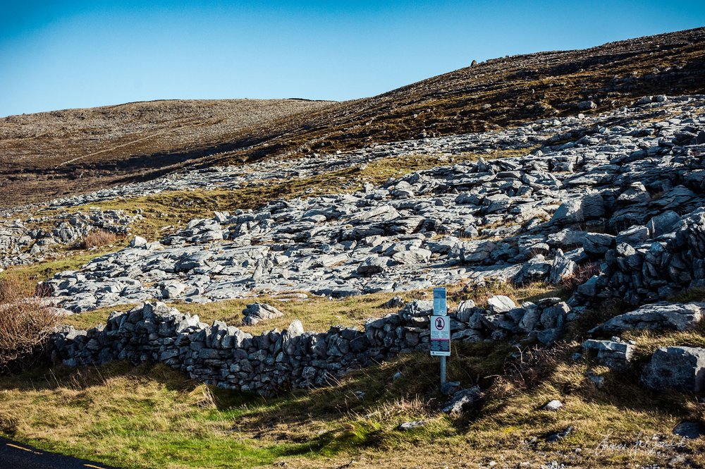 Rock walls and rocky hills of the Burren, Co. Clare