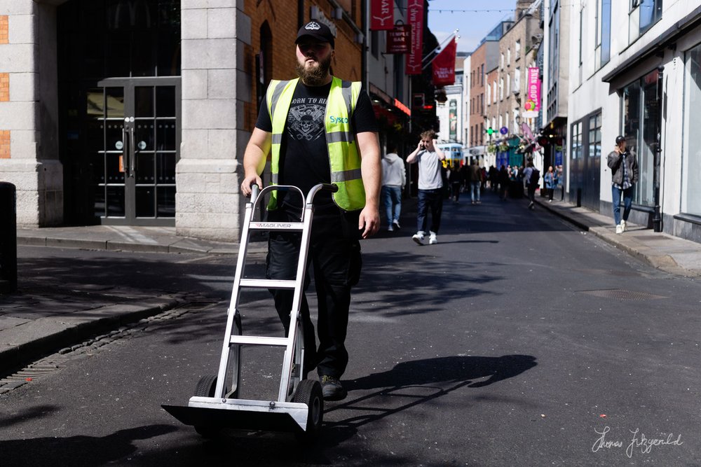 Pushing a trolley