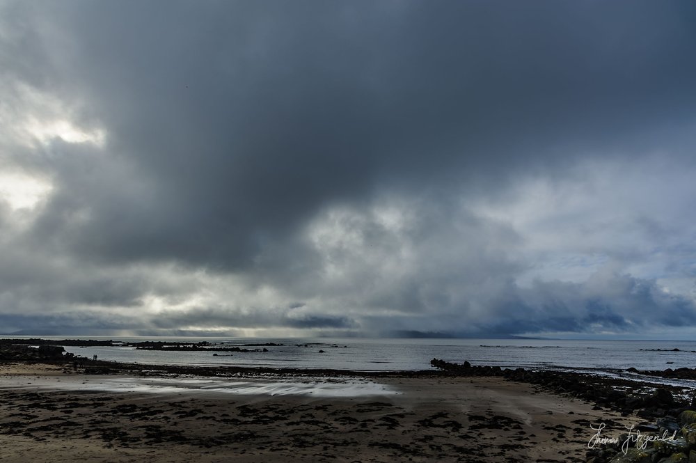 Rain clouds over the atlantic in Galway Bay