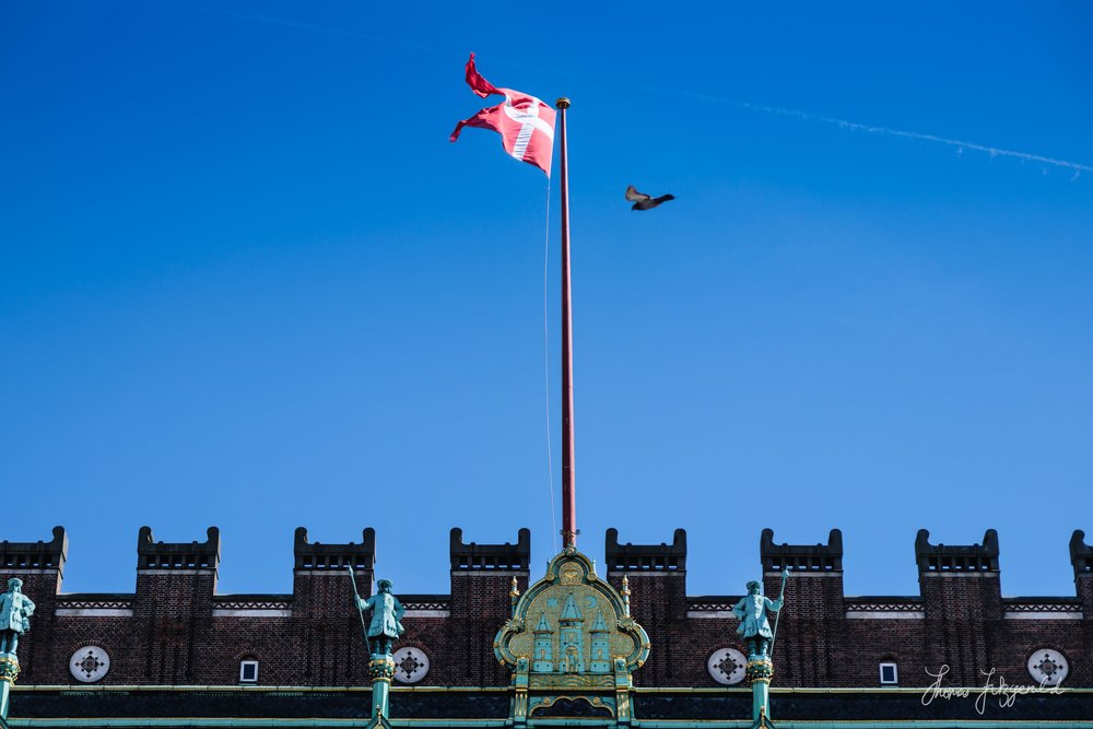 Danish flag flying over The City Hall