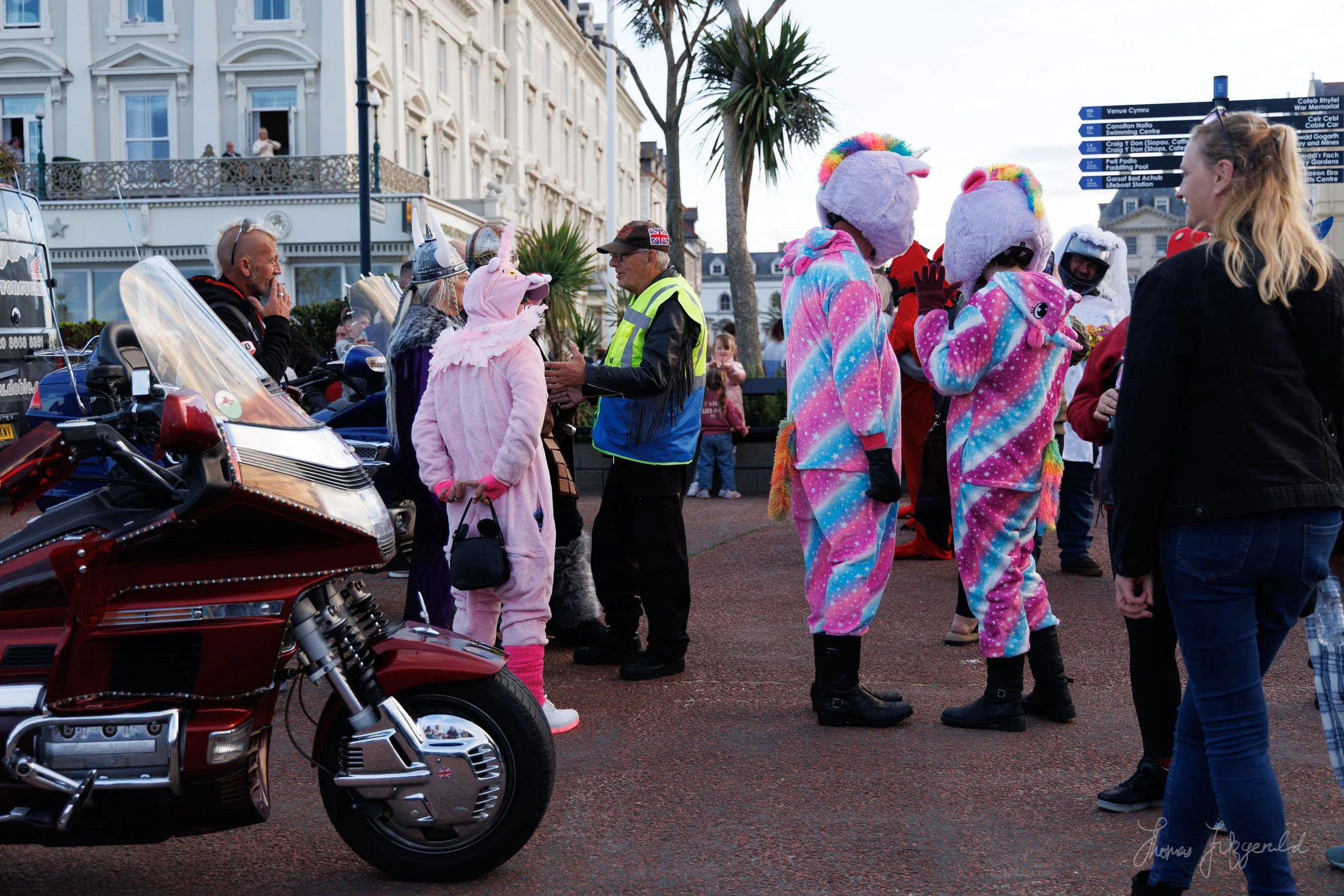 Bikers Gather for the Gold Wing "Light Parade" on Llandudno Pier