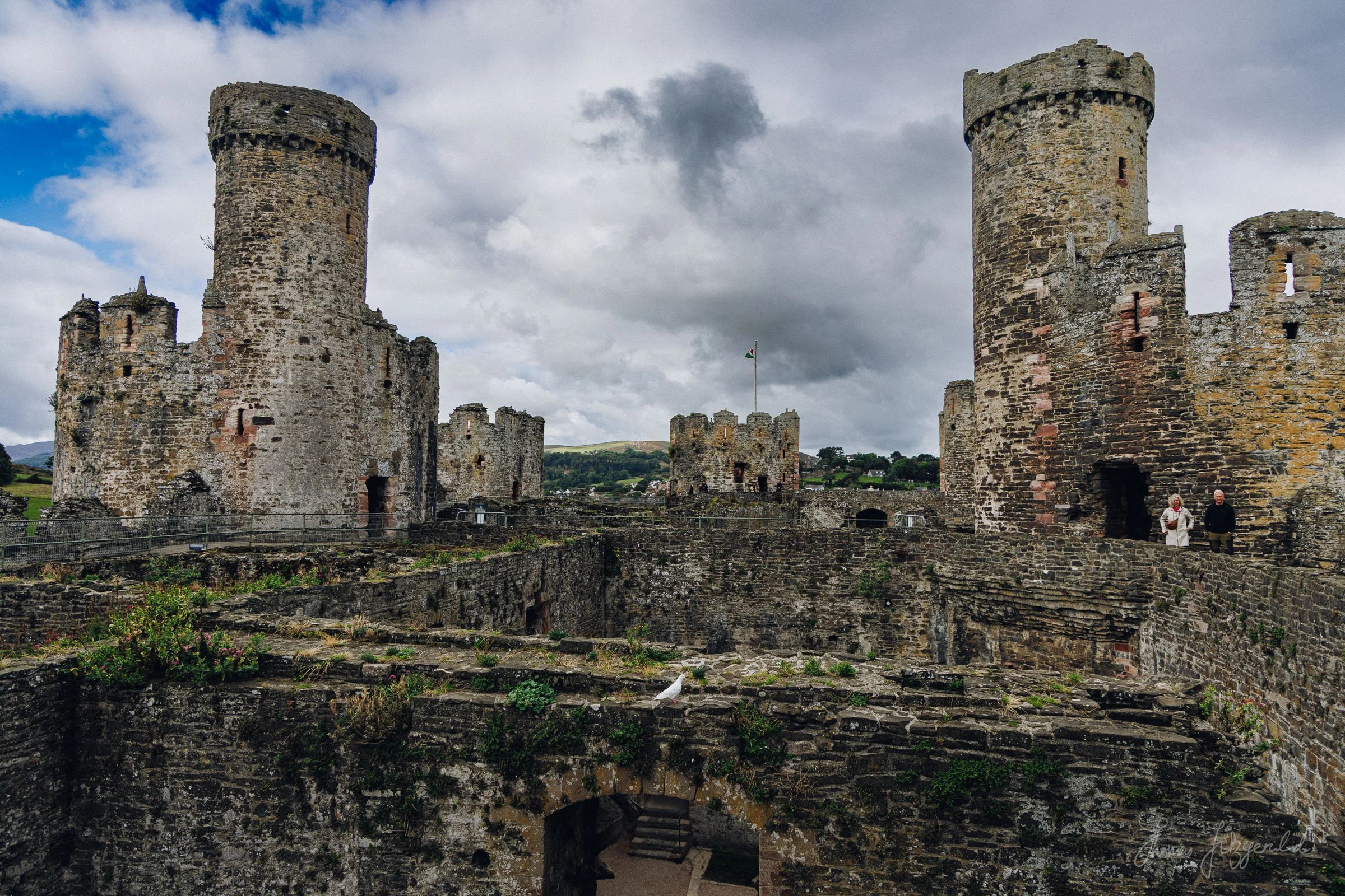 Standing atop the walls at Conwy Castle, Wales