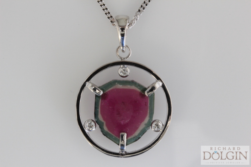 Custom made watermelon tourmaline pendant