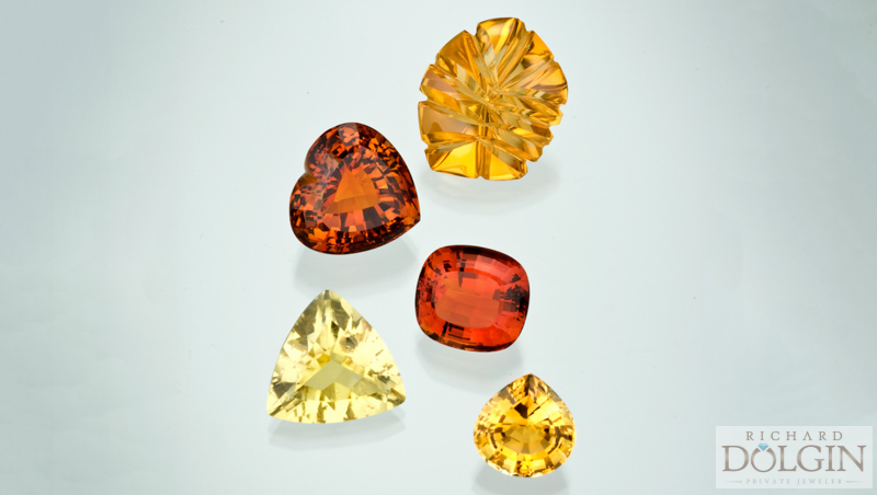 Citrine in a variety of colors.