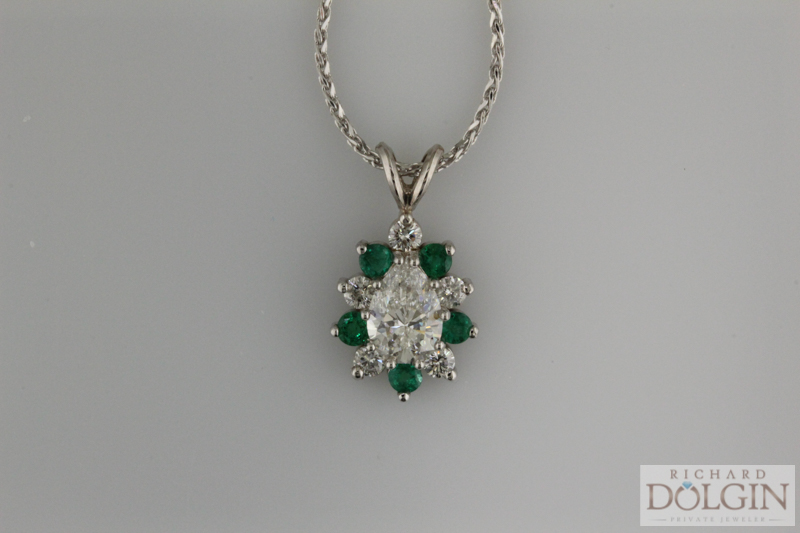 Emerald and diamond pendant