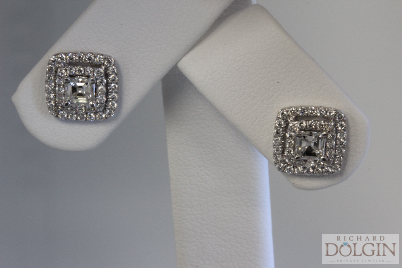 Ascher Cut Diamond Earrings
