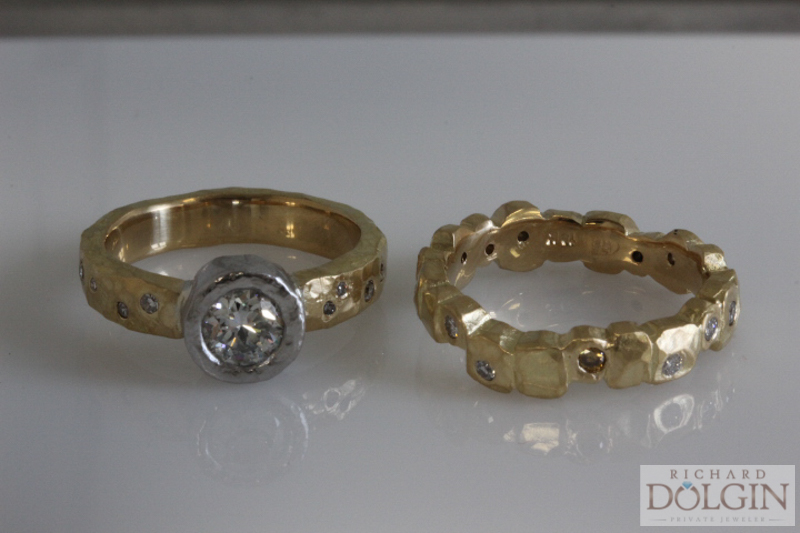 Custom designed wedding set in 18k gold and platinum
