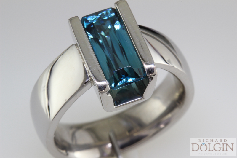 Custom crafted blue zircon ring