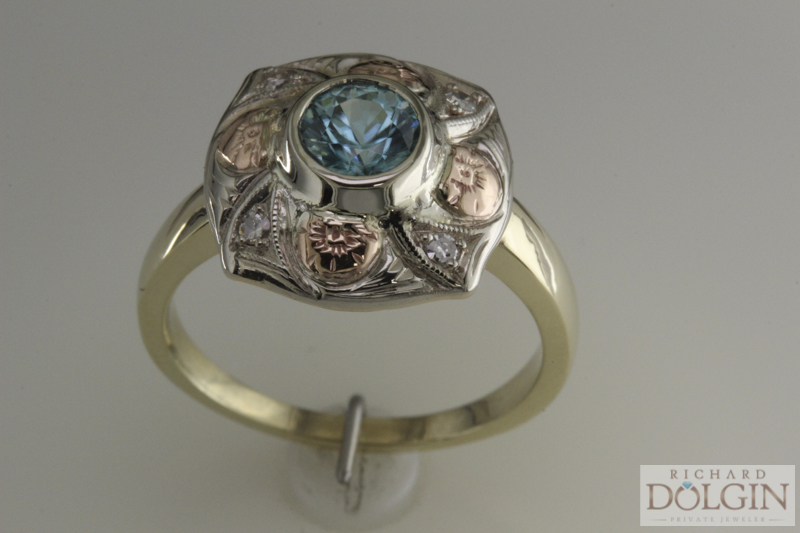 Antique blue zircon ring