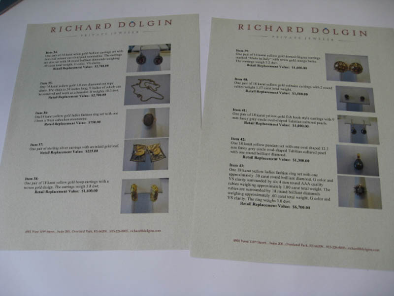 Appraisal documents at Richard Dolgin Private Jeweler 