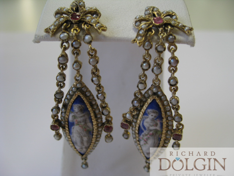 Antique drop cameo earrings